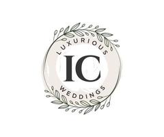 IC Initials letter Wedding monogram logos template, hand drawn modern minimalistic and floral templates for Invitation cards, Save the Date, elegant identity. vector