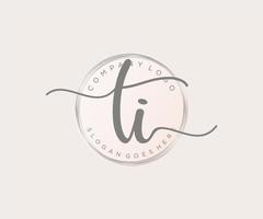 Initial TI feminine logo. Usable for Nature, Salon, Spa, Cosmetic and Beauty Logos. Flat Vector Logo Design Template Element.