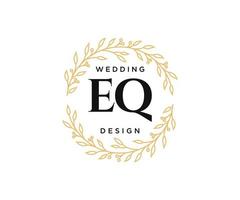 EQ Initials letter Wedding monogram logos collection, hand drawn modern minimalistic and floral templates for Invitation cards, Save the Date, elegant identity for restaurant, boutique, cafe in vector