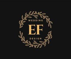 Colección de logotipos de monograma de boda con letras iniciales ef, plantillas florales y minimalistas modernas dibujadas a mano para tarjetas de invitación, guardar la fecha, identidad elegante para restaurante, boutique, café en vector