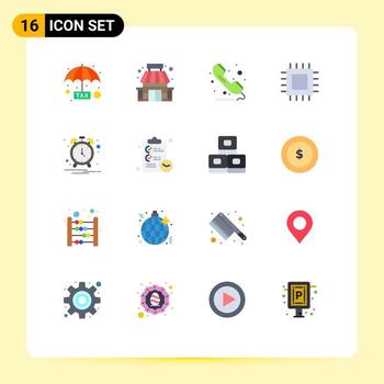 Modern Set of 16 Flat Colors Pictograph of hardware devices call computers telephone Editable Pack of Creative Vector Design Elements
