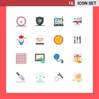 Universal Icon Symbols Group of 16 Modern Flat Colors of market forecast coding business error Editable Pack of Creative Vector Design Elements