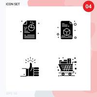 Solid Glyph Pack of 4 Universal Symbols of creative review printer like cart Editable Vector Design Elements