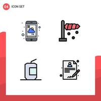 Modern Set of 4 Filledline Flat Colors Pictograph of forecast cola service direction fast food Editable Vector Design Elements