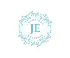 JE Initials letter Wedding monogram logos template, hand drawn modern minimalistic and floral templates for Invitation cards, Save the Date, elegant identity. vector