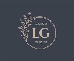 LG Initials letter Wedding monogram logos template, hand drawn modern minimalistic and floral templates for Invitation cards, Save the Date, elegant identity. vector