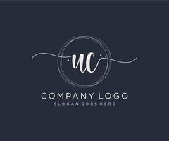 Initial UC feminine logo. Usable for Nature, Salon, Spa, Cosmetic and Beauty Logos. Flat Vector Logo Design Template Element.