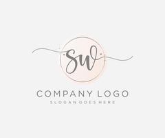 Initial SW feminine logo. Usable for Nature, Salon, Spa, Cosmetic and Beauty Logos. Flat Vector Logo Design Template Element.