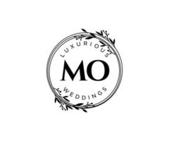 MO Initials letter Wedding monogram logos template, hand drawn modern minimalistic and floral templates for Invitation cards, Save the Date, elegant identity. vector