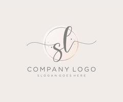 Initial SL feminine logo. Usable for Nature, Salon, Spa, Cosmetic and Beauty Logos. Flat Vector Logo Design Template Element.