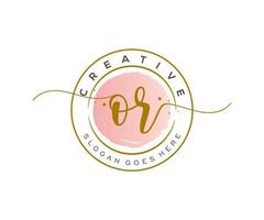 initial OR Feminine logo beauty monogram and elegant logo design, handwriting logo of initial signature, wedding, fashion, floral and botanical with creative template. vector