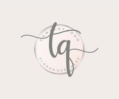 Initial TQ feminine logo. Usable for Nature, Salon, Spa, Cosmetic and Beauty Logos. Flat Vector Logo Design Template Element.