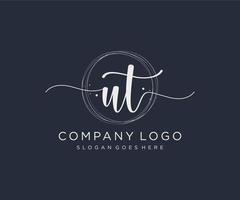 Initial UT feminine logo. Usable for Nature, Salon, Spa, Cosmetic and Beauty Logos. Flat Vector Logo Design Template Element.