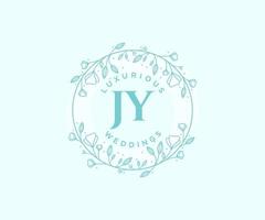 JY Initials letter Wedding monogram logos template, hand drawn modern minimalistic and floral templates for Invitation cards, Save the Date, elegant identity. vector