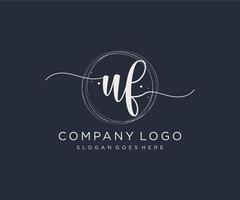 Initial UF feminine logo. Usable for Nature, Salon, Spa, Cosmetic and Beauty Logos. Flat Vector Logo Design Template Element.