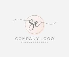 Initial SE feminine logo. Usable for Nature, Salon, Spa, Cosmetic and Beauty Logos. Flat Vector Logo Design Template Element.