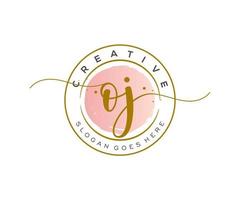 initial OJ Feminine logo beauty monogram and elegant logo design, handwriting logo of initial signature, wedding, fashion, floral and botanical with creative template. vector