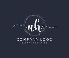 Initial UH feminine logo. Usable for Nature, Salon, Spa, Cosmetic and Beauty Logos. Flat Vector Logo Design Template Element.