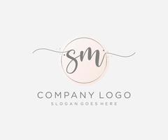 Initial SM feminine logo. Usable for Nature, Salon, Spa, Cosmetic and Beauty Logos. Flat Vector Logo Design Template Element.