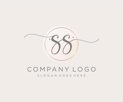 Initial SS feminine logo. Usable for Nature, Salon, Spa, Cosmetic and Beauty Logos. Flat Vector Logo Design Template Element.