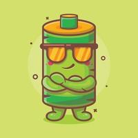 cute battery character mascot with cool expression isolated cartoon in flat style design vector