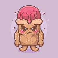 serious ice cream use cone character mascot with angry expression isolated cartoon in flat style design vector