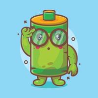 genius battery character mascot with think expression isolated cartoon in flat style design vector