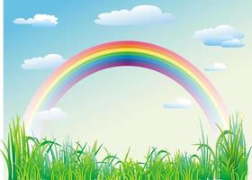 Rainbow on a background of blue sky vector