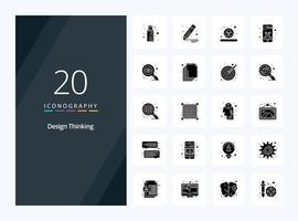 20 Design Thinking Solid Glyph icon for presentation vector