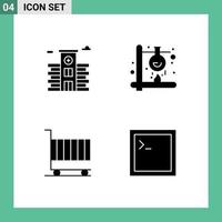 4 Thematic Vector Solid Glyphs and Editable Symbols of city cart chemical laboratory marketing Editable Vector Design Elements