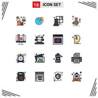 conjunto de 16 iconos modernos de la interfaz de usuario signos de símbolos para el diagrama de crecimiento de la computadora elementos de diseño de vectores creativos editables de dinero en dólares