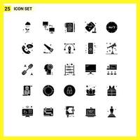 Modern Set of 25 Solid Glyphs Pictograph of colour bucket sharing contract house Editable Vector Design Elements