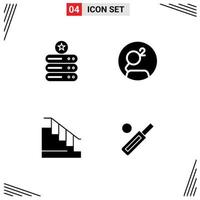 Editable Vector Line Pack of 4 Simple Solid Glyphs of data down storage crypto stair Editable Vector Design Elements