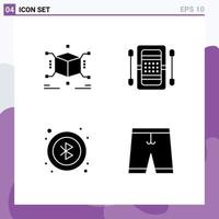 Modern Set of 4 Solid Glyphs and symbols such as cube bluetooth box boat user Editable Vector Design Elements