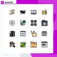 16 User Interface Flat Color Filled Line Pack of modern Signs and Symbols of speaker megaphone states update new Editable Creative Vector Design Elements