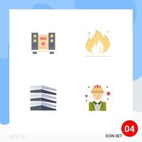 Pack of 4 Modern Flat Icons Signs and Symbols for Web Print Media such as woofer house music oil real Editable Vector Design Elements