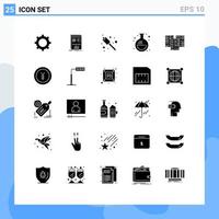 Set of 25 Vector Solid Glyphs on Grid for database centre marshmallow center jar Editable Vector Design Elements