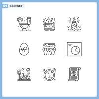 9 Creative Icons Modern Signs and Symbols of game nature write easter egg Editable Vector Design Elements