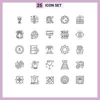 Pack of 25 Modern Lines Signs and Symbols for Web Print Media such as india finance performance economy virtuoso Editable Vector Design Elements