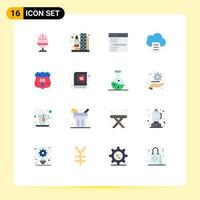 16 Thematic Vector Flat Colors and Editable Symbols of american data space cloud search Editable Pack of Creative Vector Design Elements