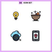 4 Creative Icons Modern Signs and Symbols of bulb tick insight food cloud Editable Vector Design Elements