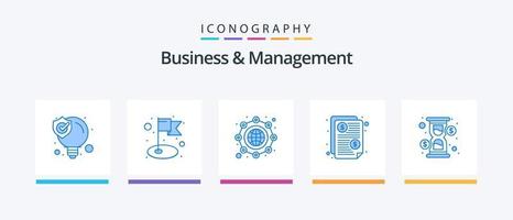 Business And Management Blue 5 Icon Pack Including loading. glass. international. paid. invoice. Creative Icons Design vector