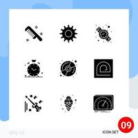 Universal Icon Symbols Group of 9 Modern Solid Glyphs of block dvd time disk time Editable Vector Design Elements