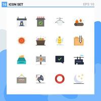 Set of 16 Modern UI Icons Symbols Signs for cash money hanger fire camp Editable Pack of Creative Vector Design Elements