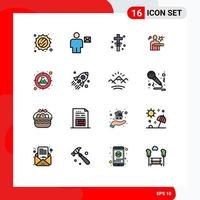 16 Universal Flat Color Filled Line Signs Symbols of goal stages cross health check virus Editable Creative Vector Design Elements