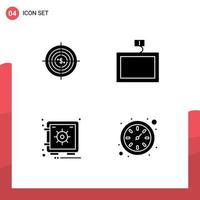 Editable Vector Line Pack of 4 Simple Solid Glyphs of target tv cash hunting locker Editable Vector Design Elements