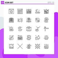 conjunto de 25 iconos modernos de la interfaz de usuario signos de símbolos para el sitio web jugar página web juego joystick elementos de diseño vectorial editables vector