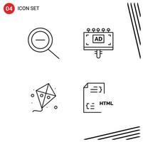 Pack of 4 Modern Filledline Flat Colors Signs and Symbols for Web Print Media such as out spring advertising fly develop Editable Vector Design Elements