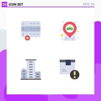 User Interface Pack of 4 Basic Flat Icons of cancel family location party residences Editable Vector Design Elements