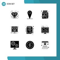 Modern Set of 9 Solid Glyphs and symbols such as fund server coffee hosting backup Editable Vector Design Elements